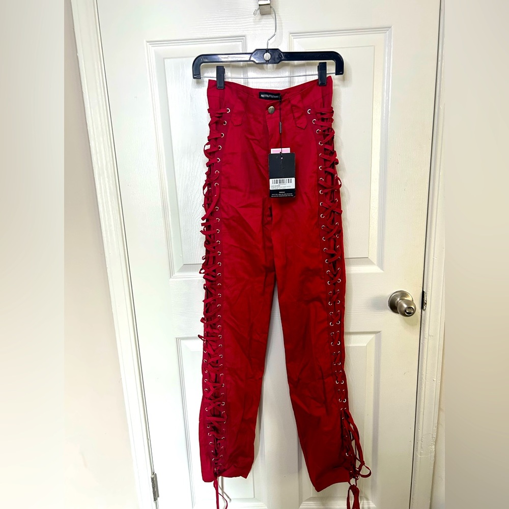 PrettyLittle Thing high wasted Red pants